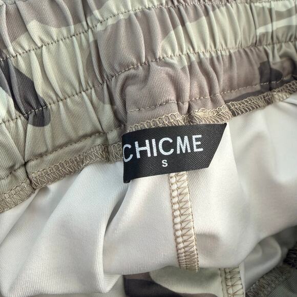 Chic Me Pants Juniors Small Mint Green Gray Camo Satin Cargo Drawstring Jogger - Picture 5 of 6
